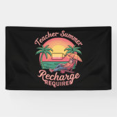 先生夏の再充電が必要な最終日の学校 横断幕 (横)