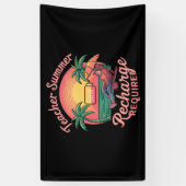 先生夏の再充電が必要な最終日の学校 横断幕 (縦)