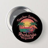 先生夏の再充電が必要な最終日の学校 缶バッジ (正面&裏面)