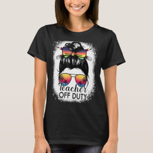 先生夏の学校の最後の日Messy Bun Teache Tシャツ