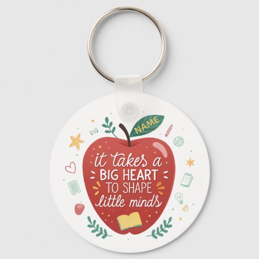 先生大きなハートのApple Keychainギフトを取る キーホルダー (正面)