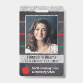 先生学校従業員カスタムの写真ロゴバーコード バッジ (表面)