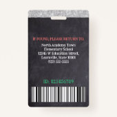 先生学校従業員カスタムの写真ロゴバーコード バッジ (裏面)