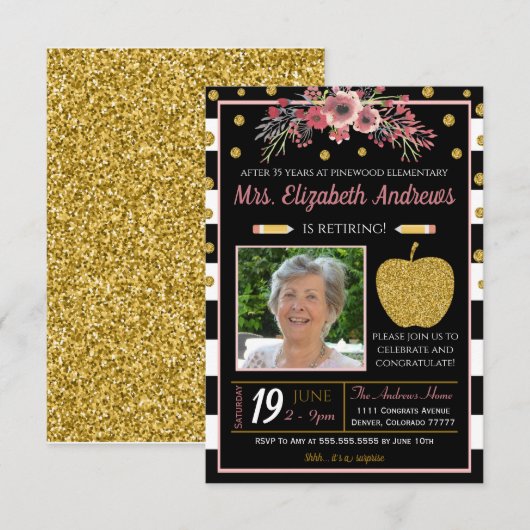 先生学校退職招待状 招待状 (正面/裏面)