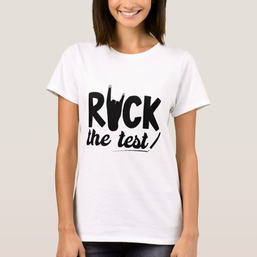 先生学生のためのテスト日の試験をロック Tシャツ (正面)