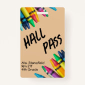 先生学生クレヨンクラスバスルームホールパス バッジ (正面)