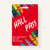 先生学生クレヨンクラスバスルームホールパス バッジ (正面)