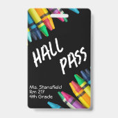 先生学生クレヨンクラスバスルームホールパス バッジ (正面)