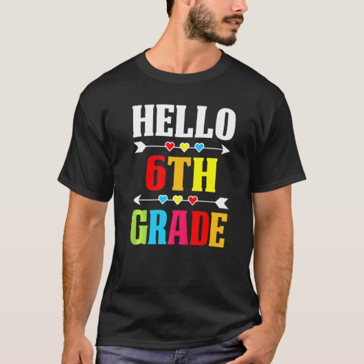 先生学生ハロー6年生新学期 Tシャツ (正面)