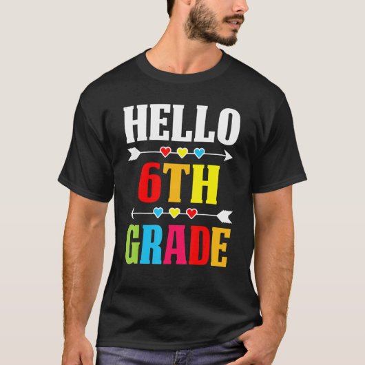 先生学生ハロー6年生新学期 Tシャツ (正面)