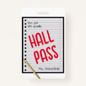 先生学生紙教室バスルームホールパス バッジ (正面)