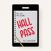 先生学生紙教室バスルームホールパス バッジ (正面)