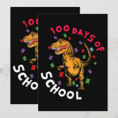 先生学生100日目の恐竜100日のSch 招待状 (正面/裏面)