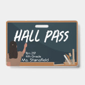 先生学生Chalkboard教室ホールパス バッジ (正面)