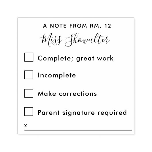 先生宿題の反応フィードバック ラバースタンプ (インプリント)