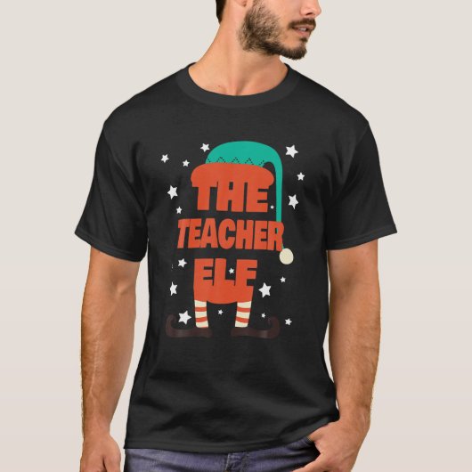 先生小妖精や小人クリスマスパジャマ – 先生マッチングFa Tシャツ (正面)