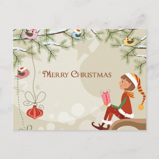 先生小妖精や小人 – クリスマスポストカード (正面)