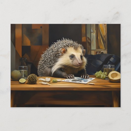 先生尾山嵐が机に座って ポストカード (正面)