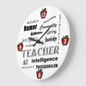 先生属性+赤りんご ラージ壁時計 (傾斜)