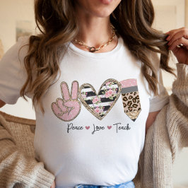 先生平和ラヴ教えフローラモダン Tシャツ