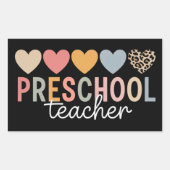 先生幼稚園新学期 長方形シール (正面)