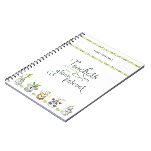 先生引用文かわいい動物の植物ポット ノートブック (左側)