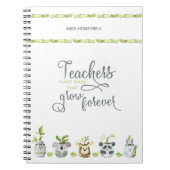 先生引用文かわいい動物の植物ポット ノートブック (正面)