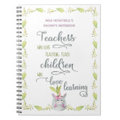 先生引用文キュートユニコーンプラントポット パーソナライズされた ノートブック (正面)