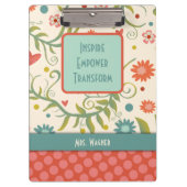 先生引用文名かわいらしフローラカスタマイズ クリップボード (正面)