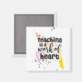 先生引用文教えギフト – Is A Work Of ハート マグネット (正面/裏面)