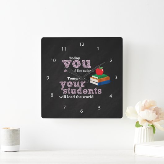 先生引用文 スクエア壁時計 (ホーム)