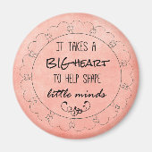 先生引用文：大きなハートと小さな心 マグネット (正面)