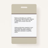 先生従業員の写真ロゴ名IDカスタムの バッジ (裏面)