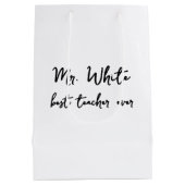 先生愛100教え校パーソナライズされた ミディアムペーパーバッグ (裏面)