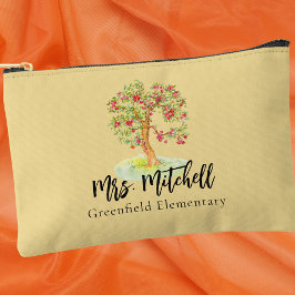 先生感謝ありがとうおモダンうお水色 アクセサリーポーチ