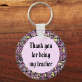 先生感謝ありがとうピンクのモザイクタイル キーホルダー (正面)