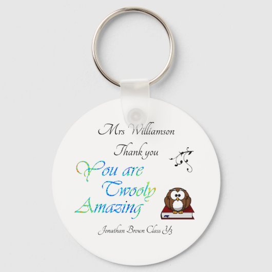 先生感謝ありがとうフクロウ キーホルダー (正面)