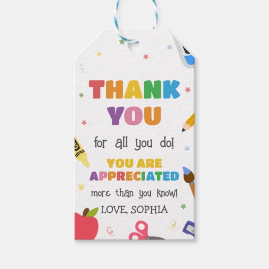 先生感謝ありがとうメッセージカード ギフトタグ (正面)