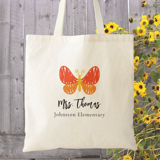 先生感謝ありがとう先生蝶 トートバッグ