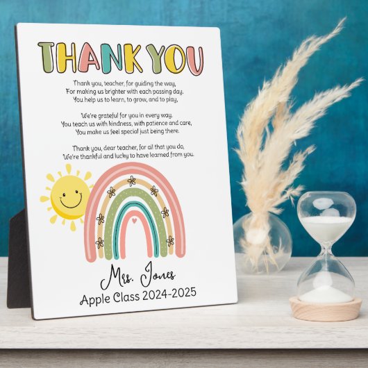 先生感謝していあなた虹の詩の年末 フォトプラーク (側面)