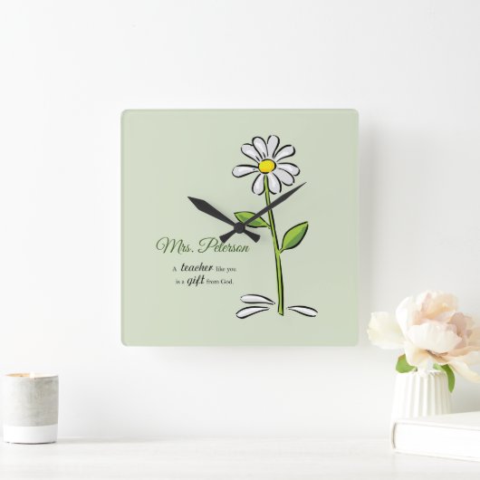 、先生感謝していしていますの宗教花個人化して下さい スクエア壁時計 (ホーム)