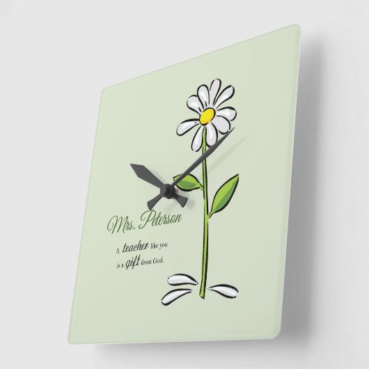 、先生感謝していしていますの宗教花個人化して下さい スクエア壁時計 (傾斜)