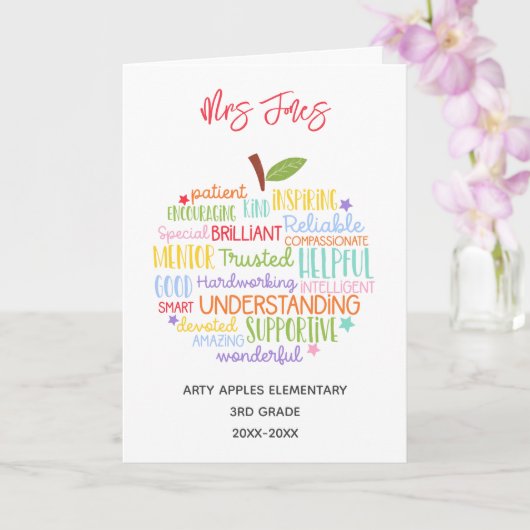 先生感謝していは退職ワードアートapple カード (蘭)