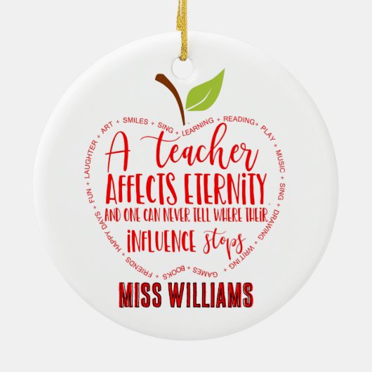 先生感謝していは退職ワードアートapple セラミックオーナメント (裏面)