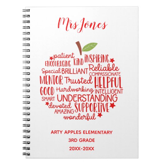 先生感謝していは退職ワードアートapple ノートブック (正面)