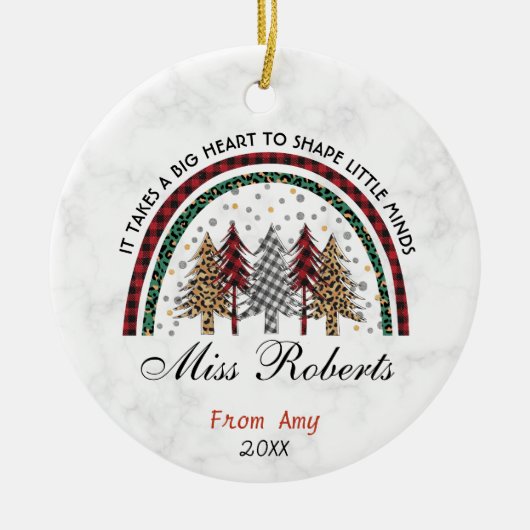 先生感謝していユークリスマスレインボーツリー セラミックオーナメント (正面)