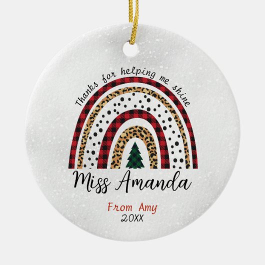 先生感謝していユークリスマスレインボー セラミックオーナメント (正面)