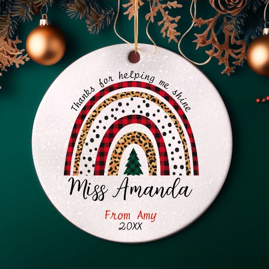 先生感謝していユークリスマスレインボー セラミックオーナメント