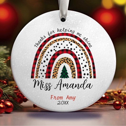 先生感謝していユークリスマスレインボー セラミックオーナメント