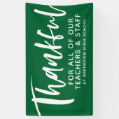 先生感謝の言葉の緑のバナー 横断幕 (縦)